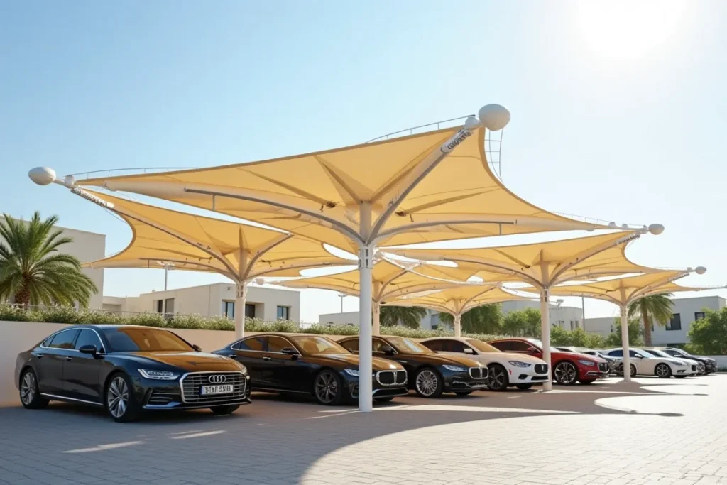 مظلات شد إنشائي مواقف